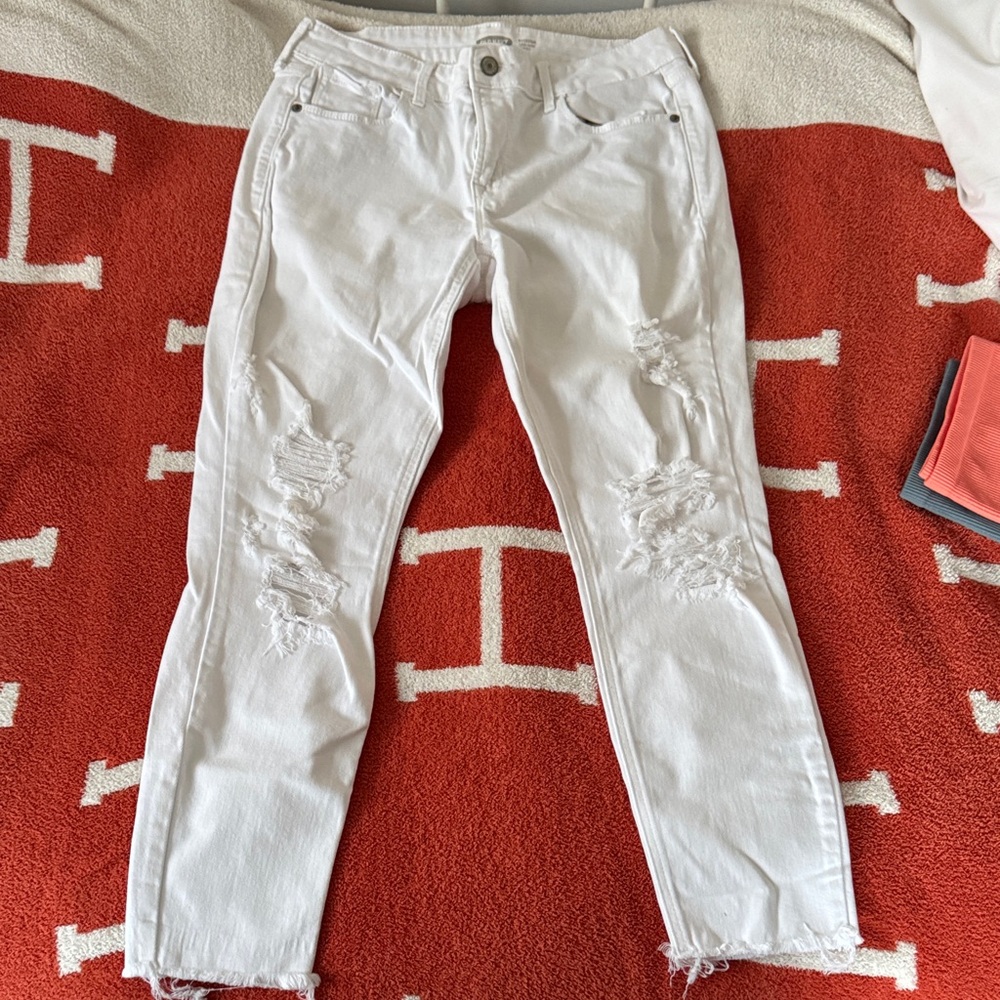 Old Navy White Distressed Skinny Jeans